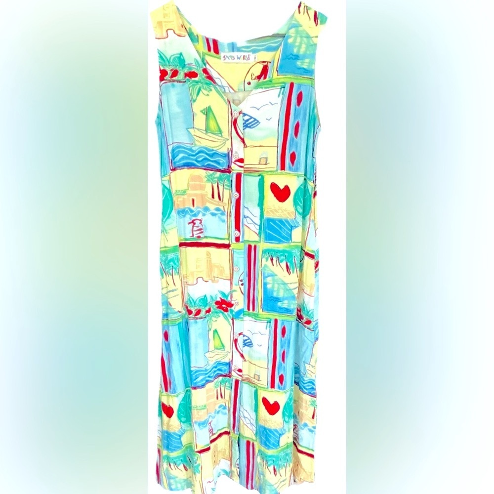 🌸 Jams World Vintage 90s Tropical Sundress 🌴 Festival / Resort Wear, Hawaiian - Picture 3 of 10